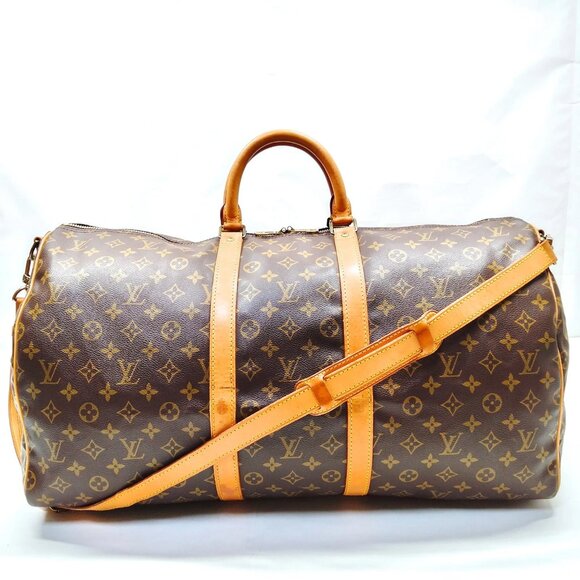Louis Vuitton Handbags - Louis Vuitton LV Boston Bag Keepall Bandouliere 55 Brown Monogram 791-042825